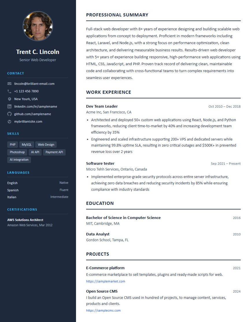 Free Resume & Cover Letter Builder with AI | resumecv.pro